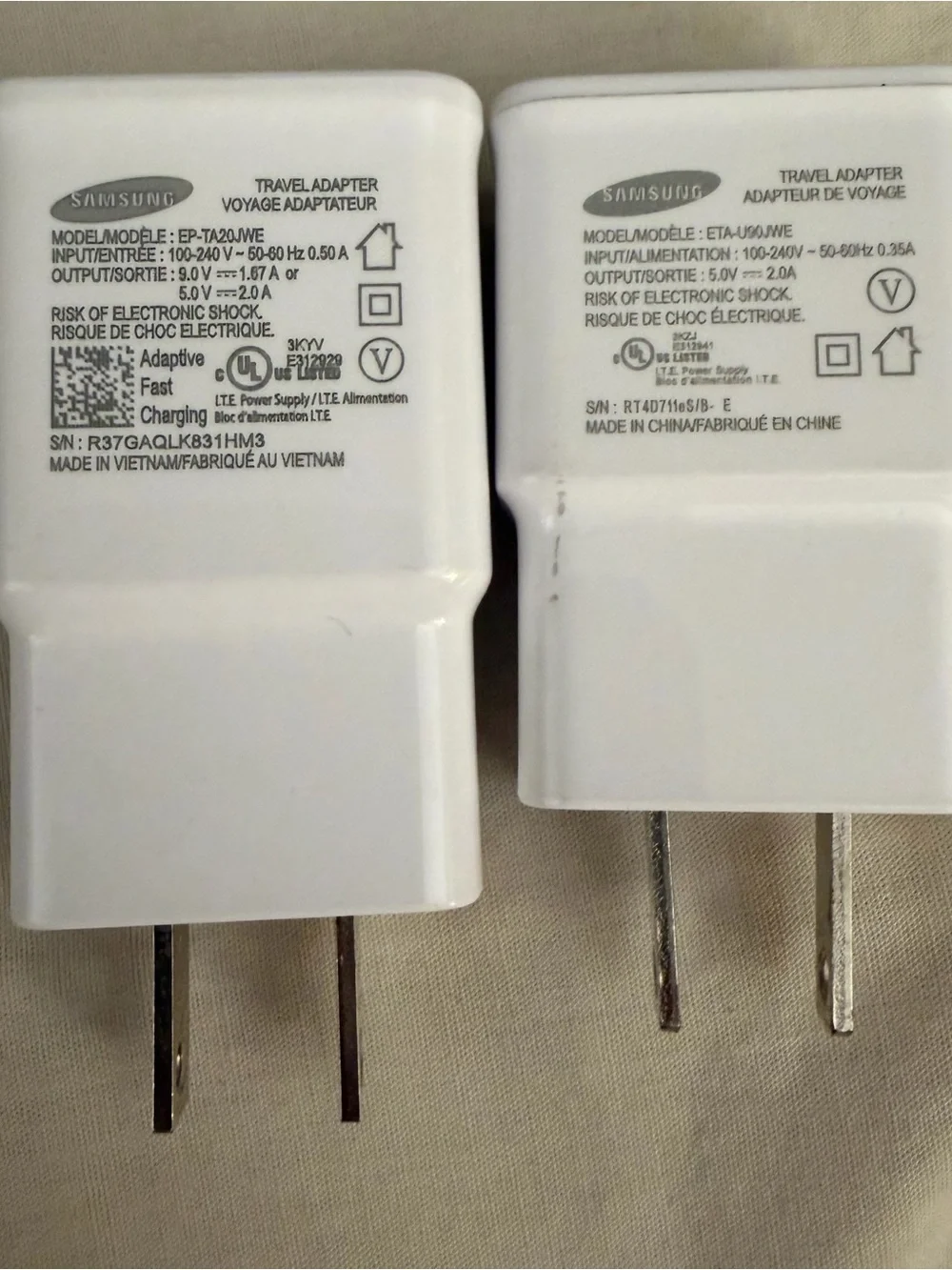 Samsung White USB Travel Wall Charger Adapters - Pair